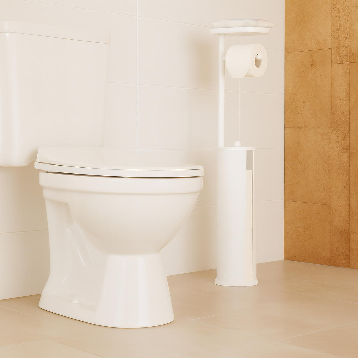 TOILETTENPAPIERHALTER - Weiß, Kunststoff/Metall (22/91/14cm) - Relaxdays