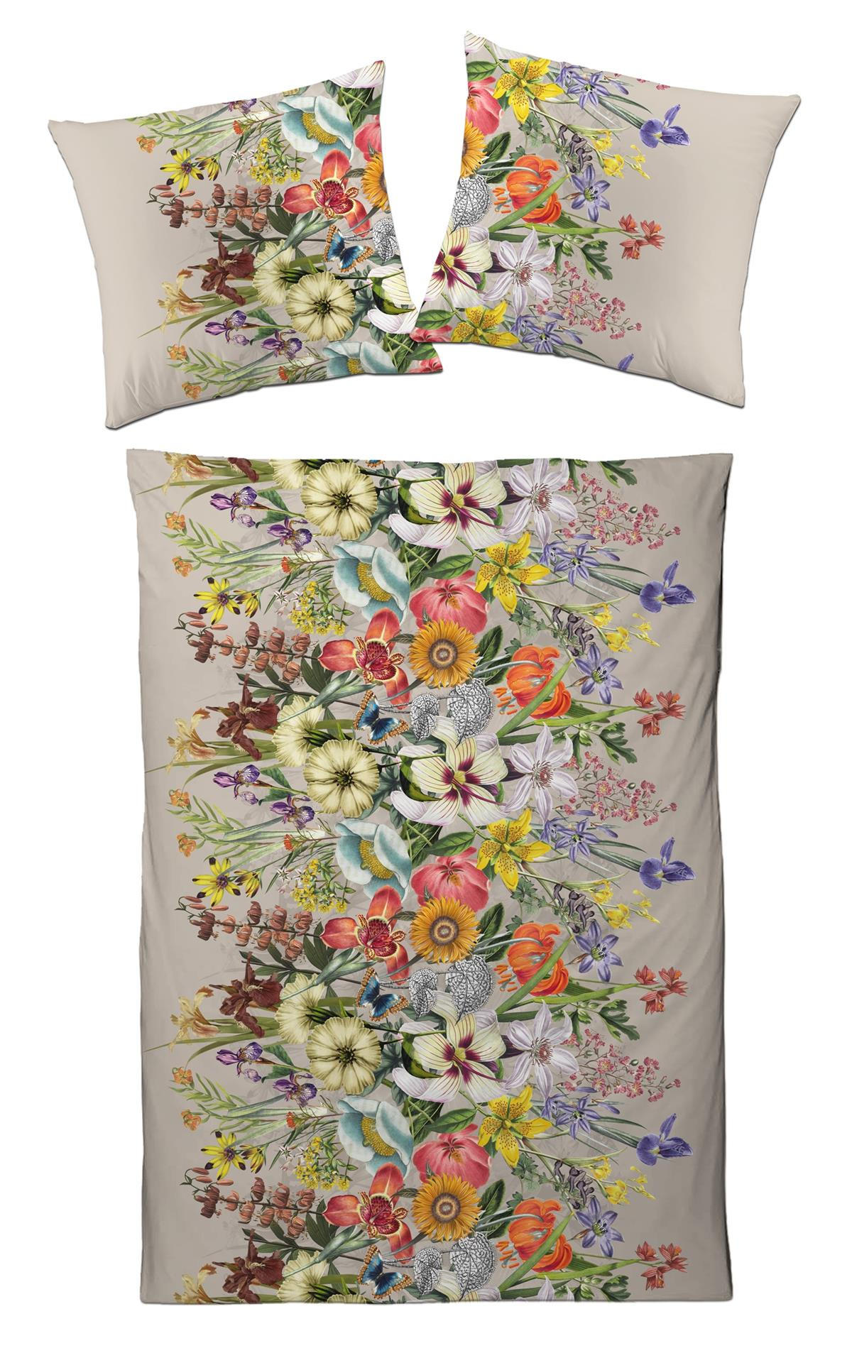 MAKO-SATIN-BETTWÄSCHE 135x200 Bettbezug geblümt Blumen Muster Schmetterlinge Baumwoll Bettwaren - Made in Germany - Multicolor, Textil (135/200cm) - Carpe Sonno