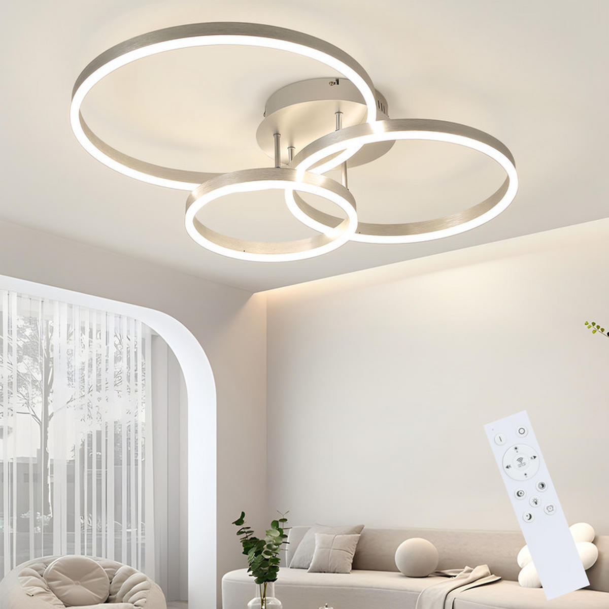 LED závěsné světlo Claudia III 82/58/24 cm - šedá, kov (82/58/24cm) - Nettlife