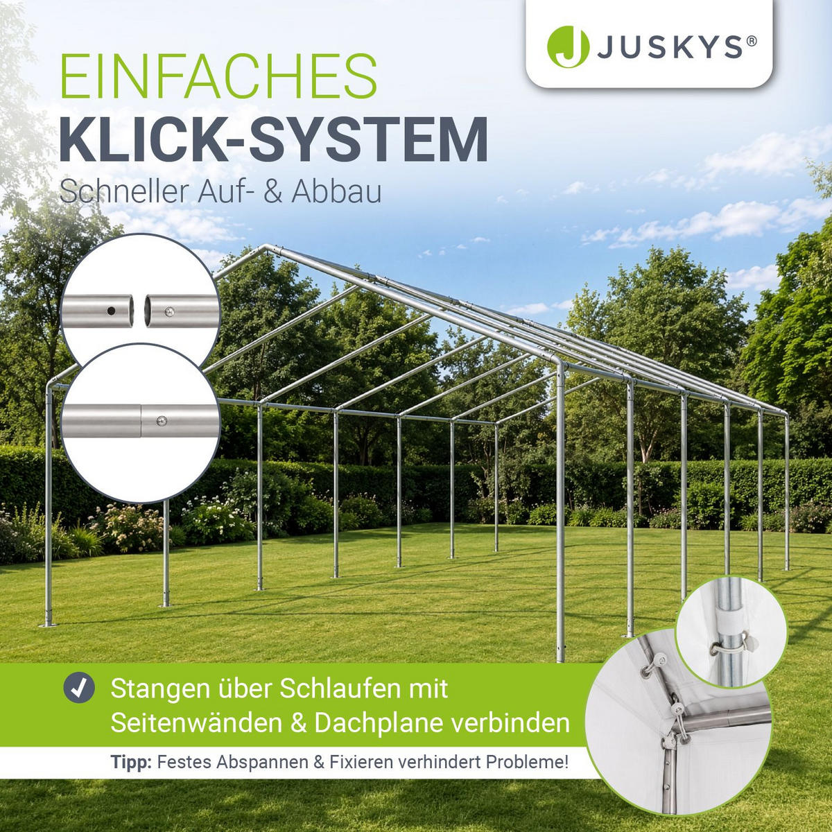 FESTZELT Partyzelt Gala weiß 6x12 m - Weiß, Kunststoff (600/292/1200cm) - Juskys