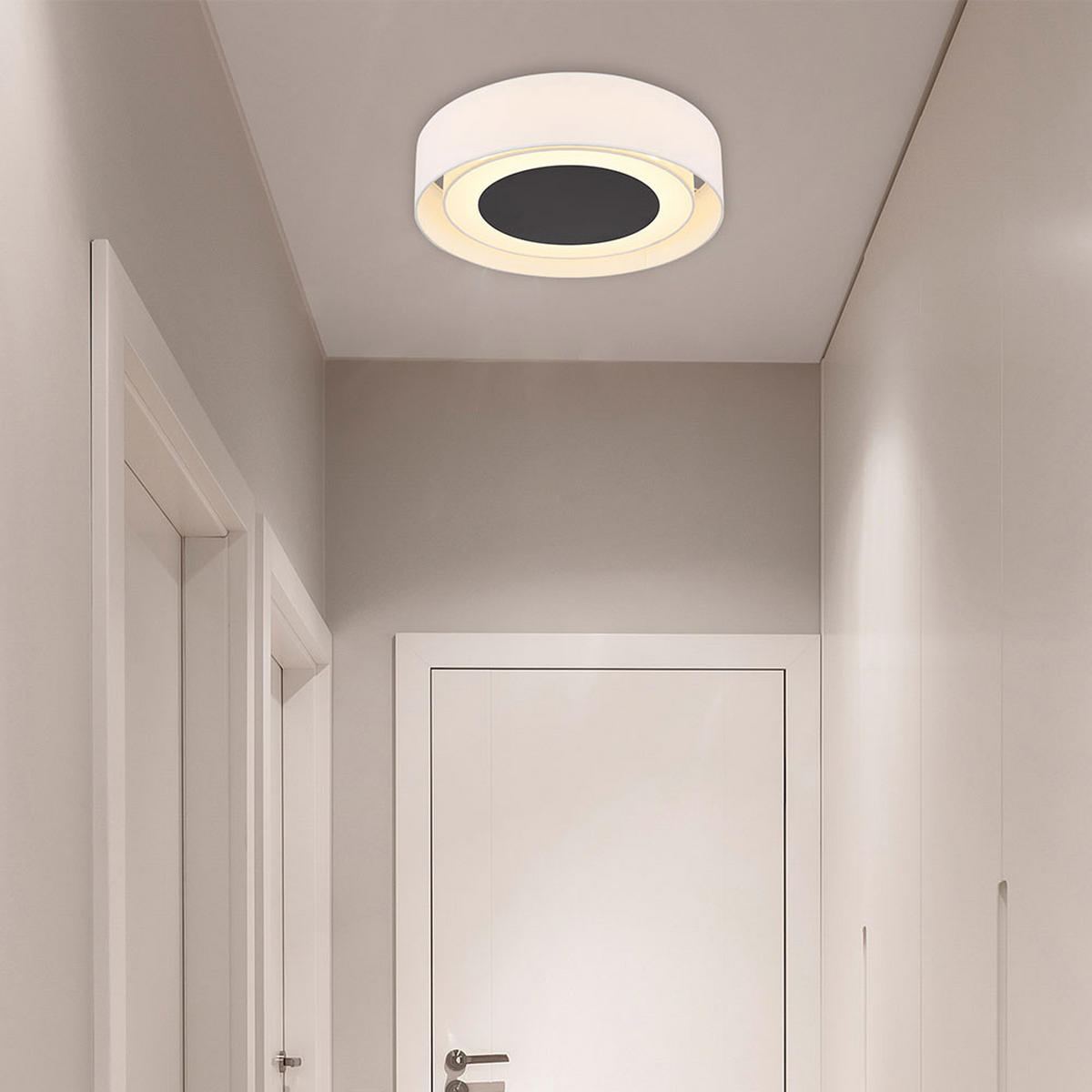 LED DECKENLEUCHTE Metall Textil Schwarz Weiß - Weiß, Metall (45/45/12cm)