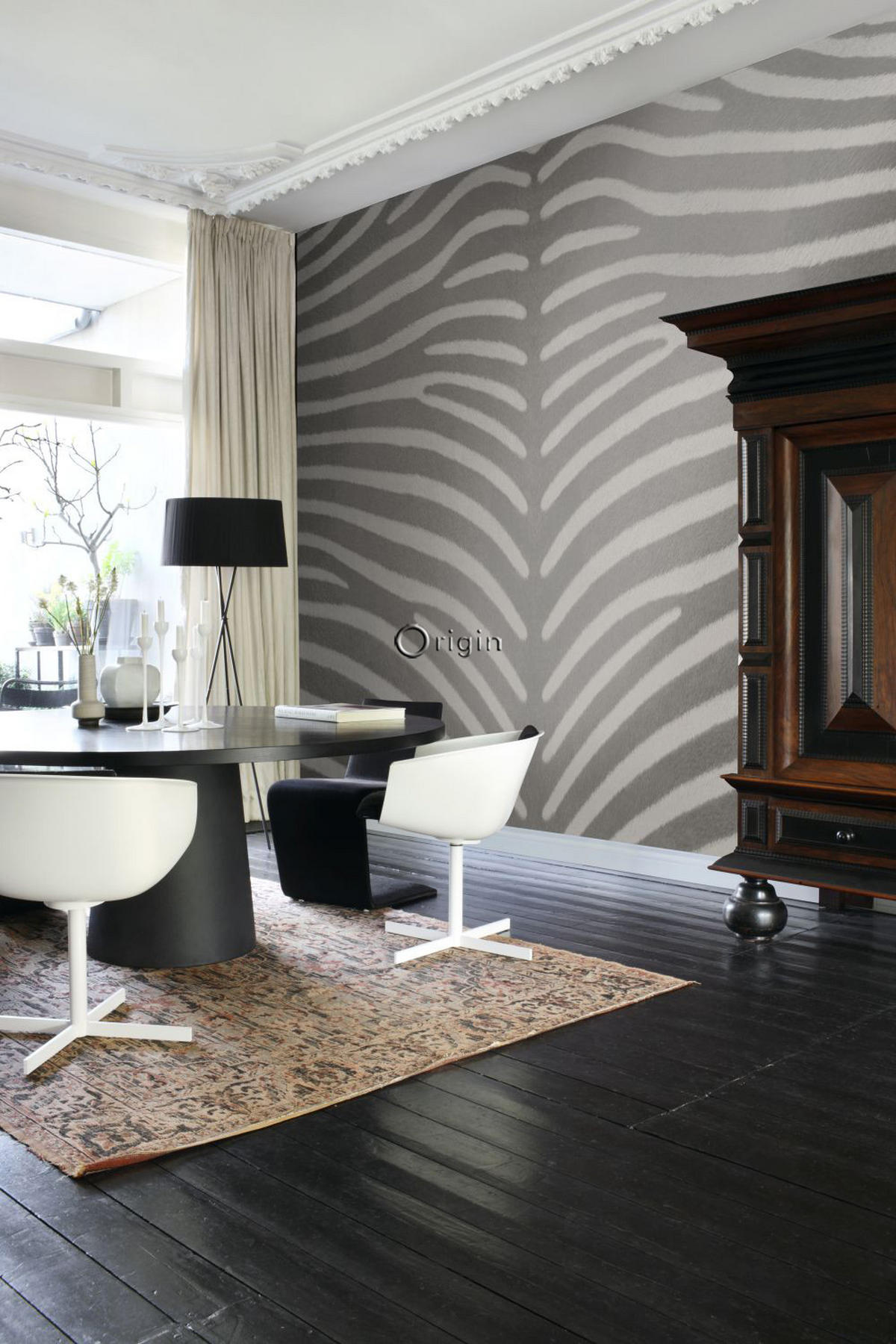 FOTOTAPETE Zebrastreifen 350 x 279 cm - Grau, Papier (350/279cm) - Origin Wallcoverings