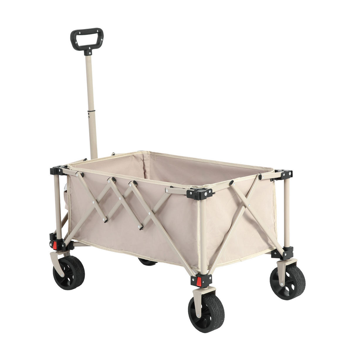 GARTENWAGEN 80L Beige & Stahl – Moderner Outdoor-Transportwagen mit All-Terrain-Rädern & Teleskopgriff - Bernsteinfarben, Metall (77/45/48cm) - Urban Meuble