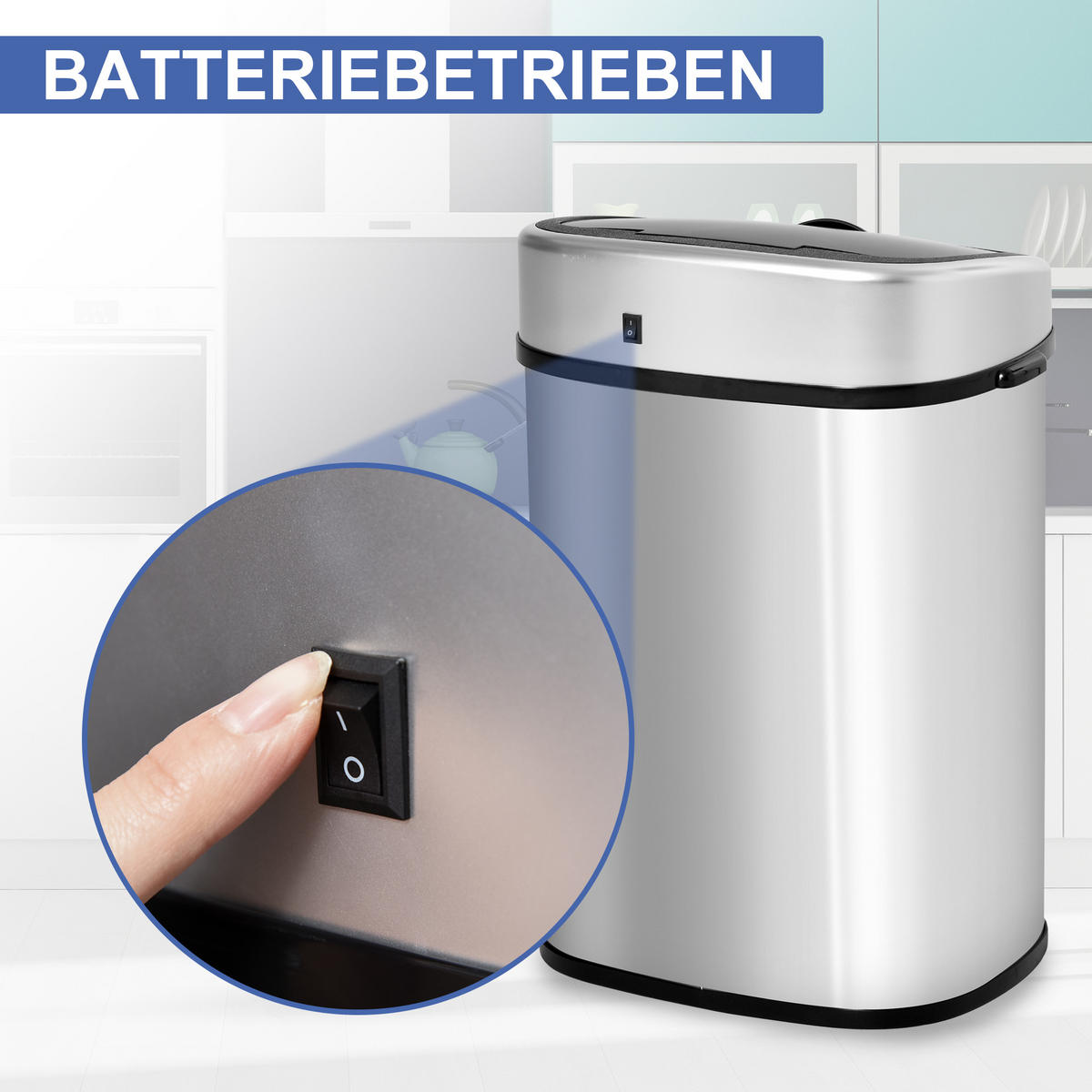 AUTOMATIK Mülleimer Abfalleimer mit Infrarotsensor Küche Silber 58L / 48L - Silberfarben, Metall (29.5/57/40.5cm) - HOMCOM