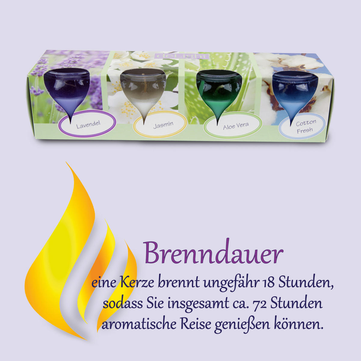 DUFTKERZEN "Selection" - 4 Kerzen im Mix Floral - Lila/Multicolor, Naturmaterialien (5.8/6cm)