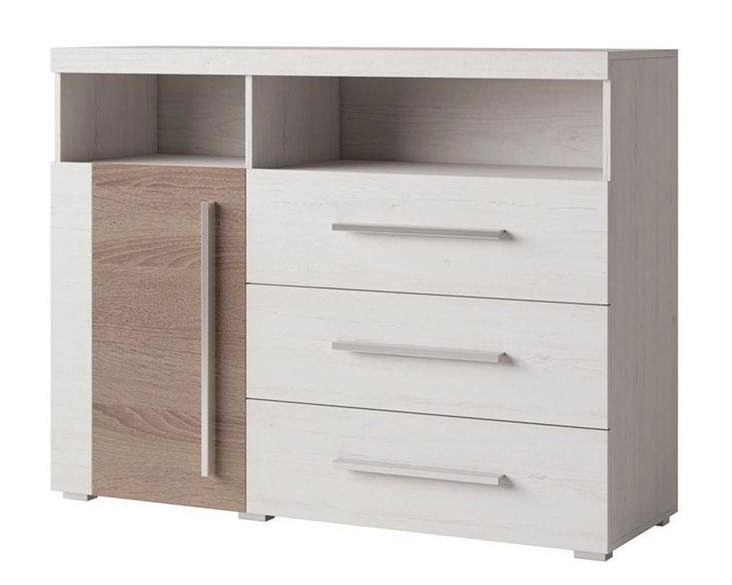 SIDEBOARD Rennes Andersen Pinie / Sonoma Trüffel 120 / 38,5 / 92cm - Multicolor/Weiß, Holzwerkstoff/Kunststoff (120/92/38.5cm) - Feldmann-Wohnen