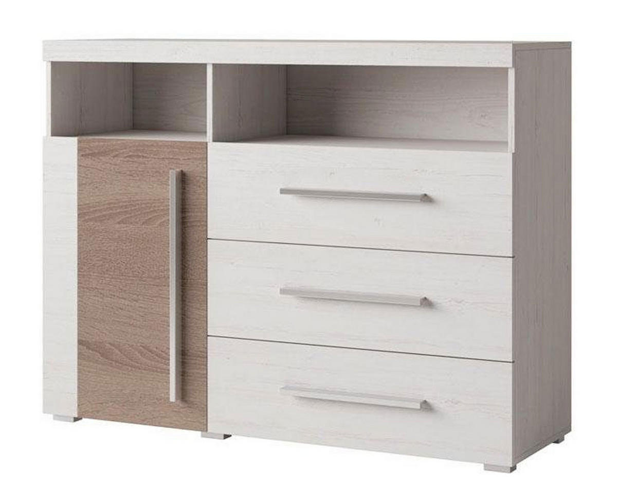 SIDEBOARD Rennes Andersen Pinie / Sonoma Trüffel 120 / 38,5 / 92cm - Multicolor/Weiß, Holzwerkstoff/Kunststoff (120/92/38.5cm) - Feldmann-Wohnen