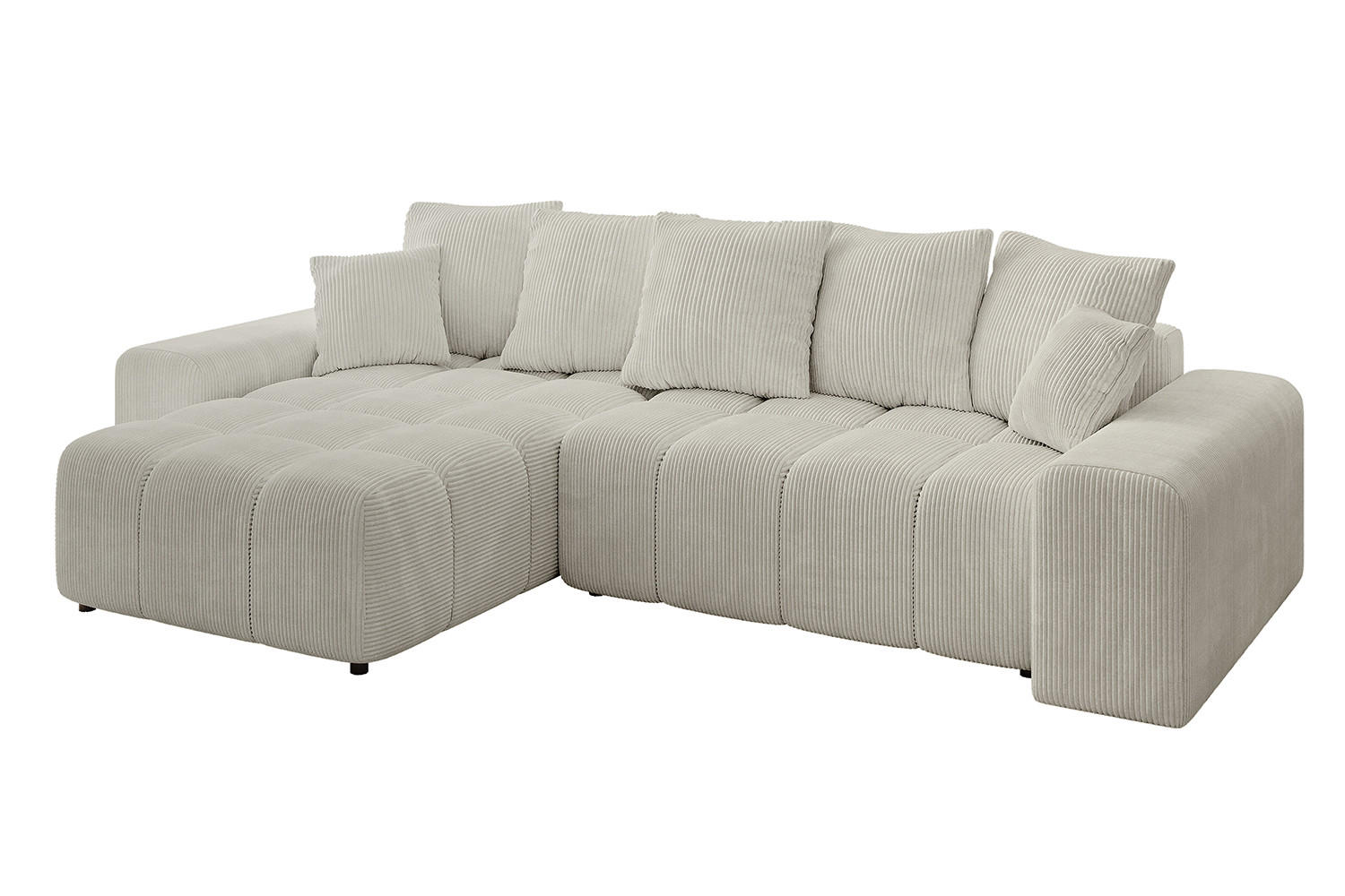 ECKSOFA Ottomane links/rechts ENIL-L 290x175x84 Hellgrau Cord - Hellgrau, Holzwerkstoff/Kunststoff (290/175cm) - ALTDECOR