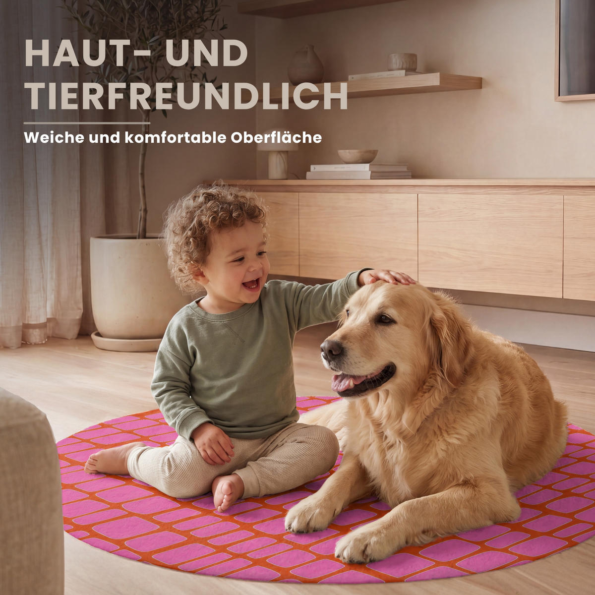 TEPPICH - Bio - Gitter - Rosa - 90x90 cm - Pink, Kunststoff/Textil (90/0.4cm) - OnlyWow