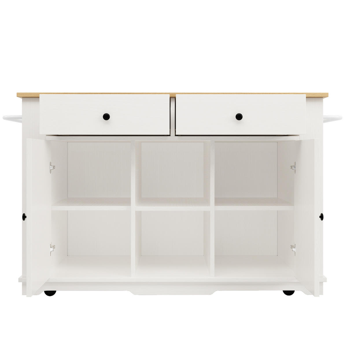 KÜCHENINSEL 151,5/59,7/91,7 cm weiß aus MDF/Metall mit Steckdose - Weiß, Holzwerkstoff (151.5/91.7/59.7cm) - OKWISH