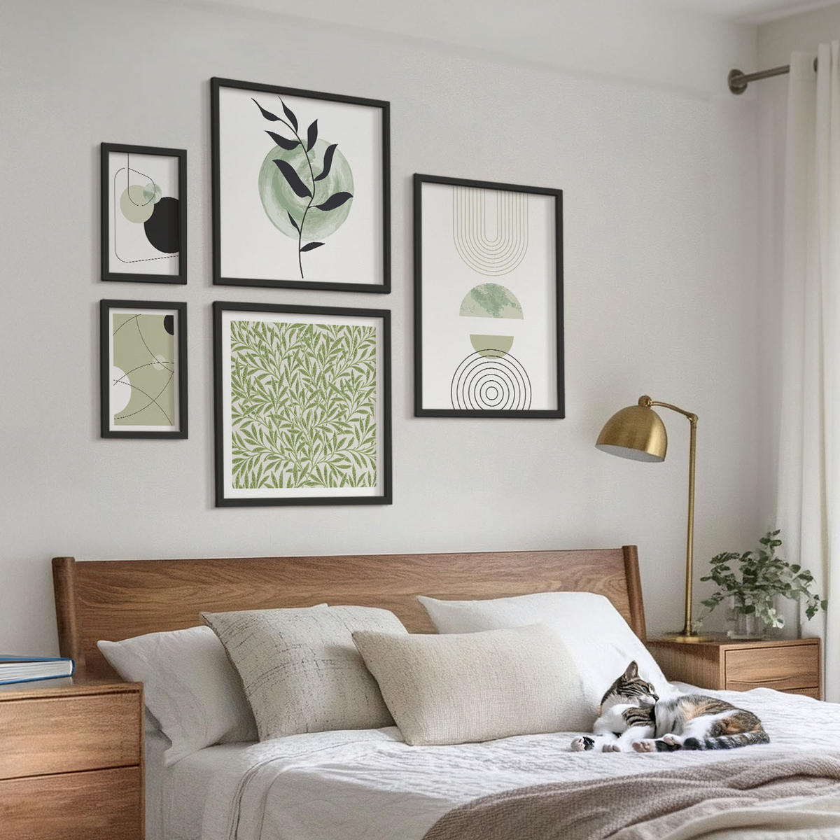 BILDER SET 5er Set - 50x50 cm & 20x30 cm & 40x60 cm Schwarzer Rahmen - Abstrakte Formen und Farben - Schwarz, Kunststoff (40/60cm) - TULUP