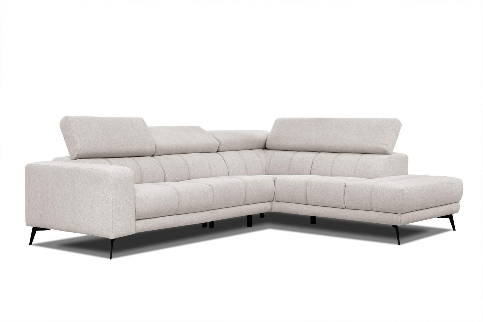 ECKSOFA MORELLO 5-Sitzer, creme - Anthrazit/Schwarz, Holzwerkstoff/Textil (287/228cm) - Courtois Laville