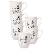 BECHER MIT HENKEL 'LA VIE EST BELLE' Statement weiß 290 ml 6er Set - Weiß, Keramik (0.29L) - Villeroy & Boch