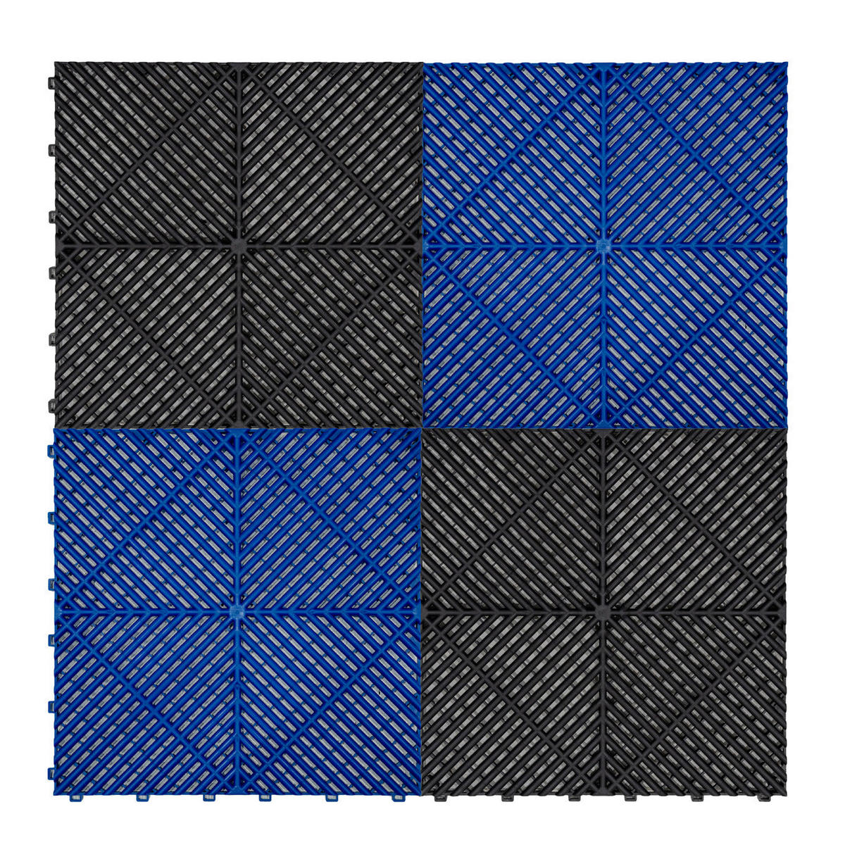 GARAGENBODENFLIESEN Belüftete mit Kanten – 90 Schwarz und 30 Blau - Schwarz, Kunststoff (40/1.8/40cm)