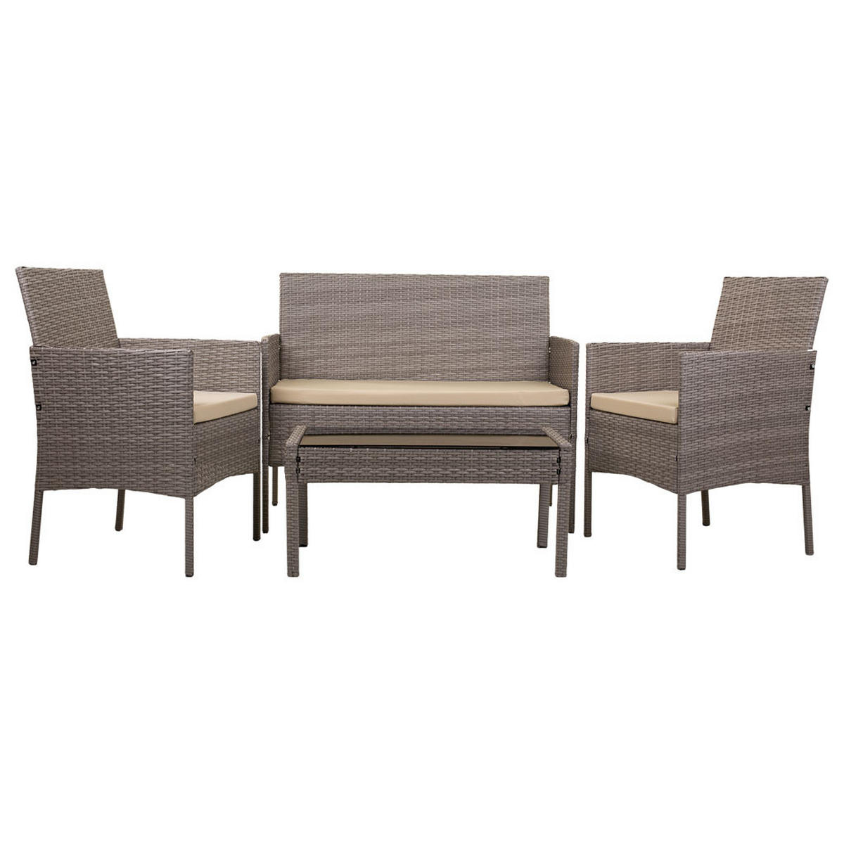 TISCH, SOFA und SESSEL, 4-tlg, grau - Grau, Naturmaterialien - Wanderlust