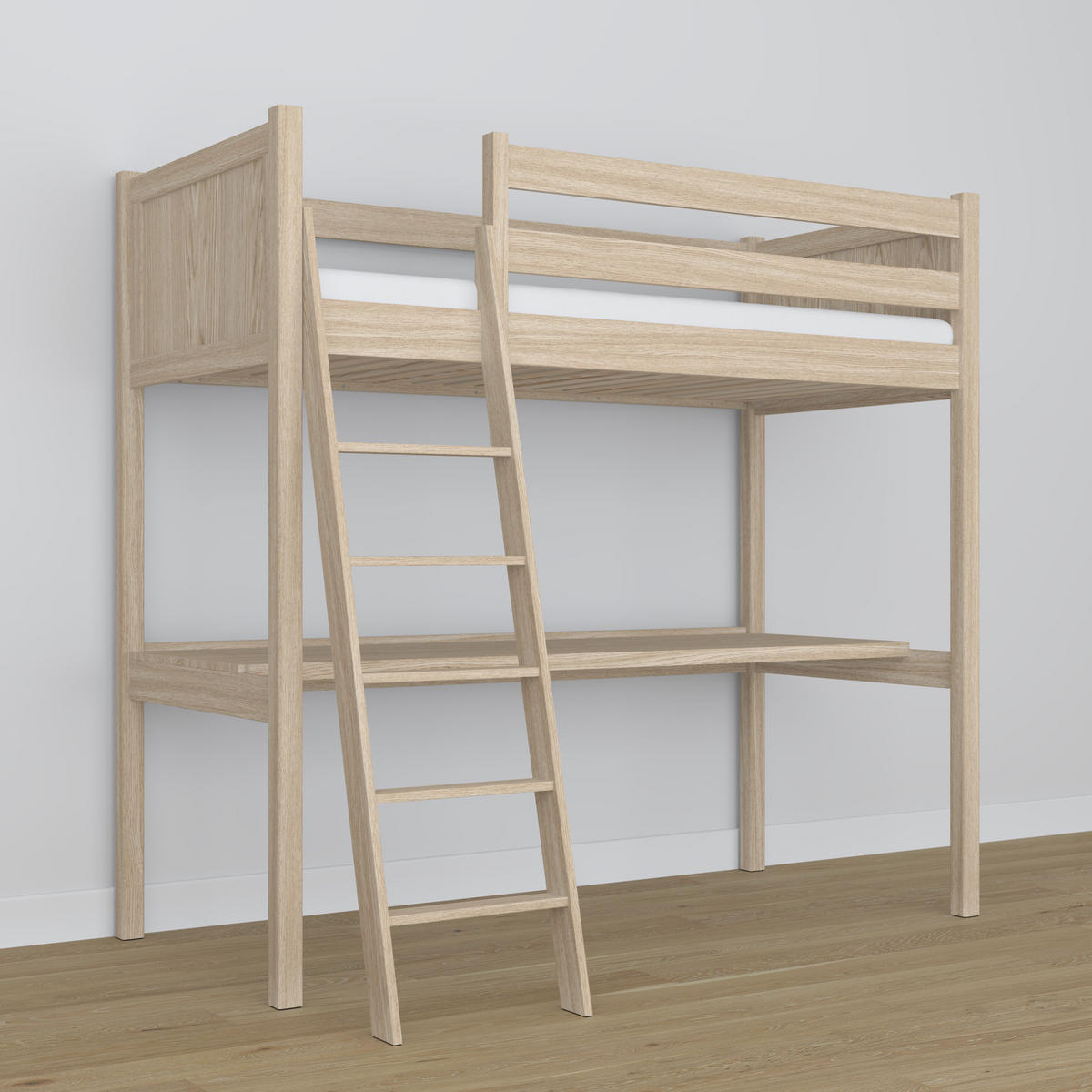 HOCHBETT N04 mit Schreibtisch Sonoma Eiche 90/180 - Sonoma Eiche, Naturmaterialien/Holz (90/180cm) - N-Wood