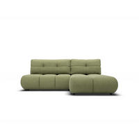ECKSOFA CORSO R-S Grün Boucle-Stoff mit Schlaffunktion - Grün, Holz (230/177cm) - MASSENO
