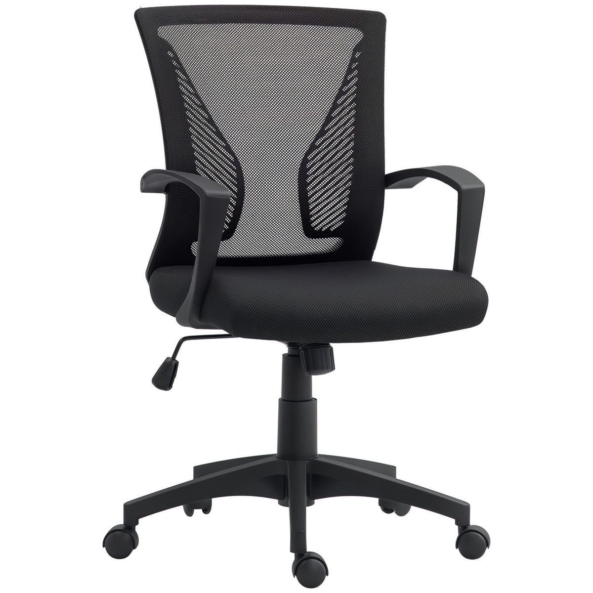 BÜROSTUHL mit Kippfunktion, höhenverstellbar Schreibtischstuhl Drehstuhl Schwarz - Schwarz, Textil (60/102/62cm) - HOMCOM