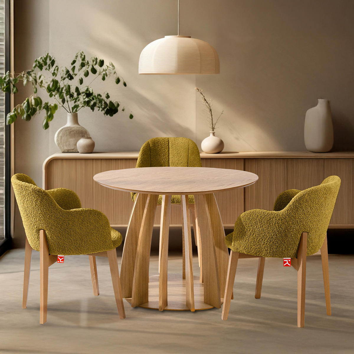 POLSTERSTUHL LONIS Esszimmerstühle 2er Set - Eichefarben/Honig, Holz/Textil (55/82/54cm) - KONSIMO®