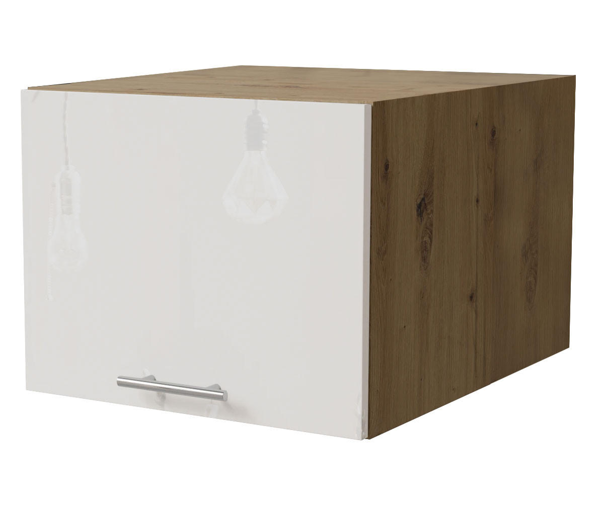 Feldmann-Wohnen Aufsatzschrank Weiß Hochglanz, Eiche Artisan 45x36x59 cm
