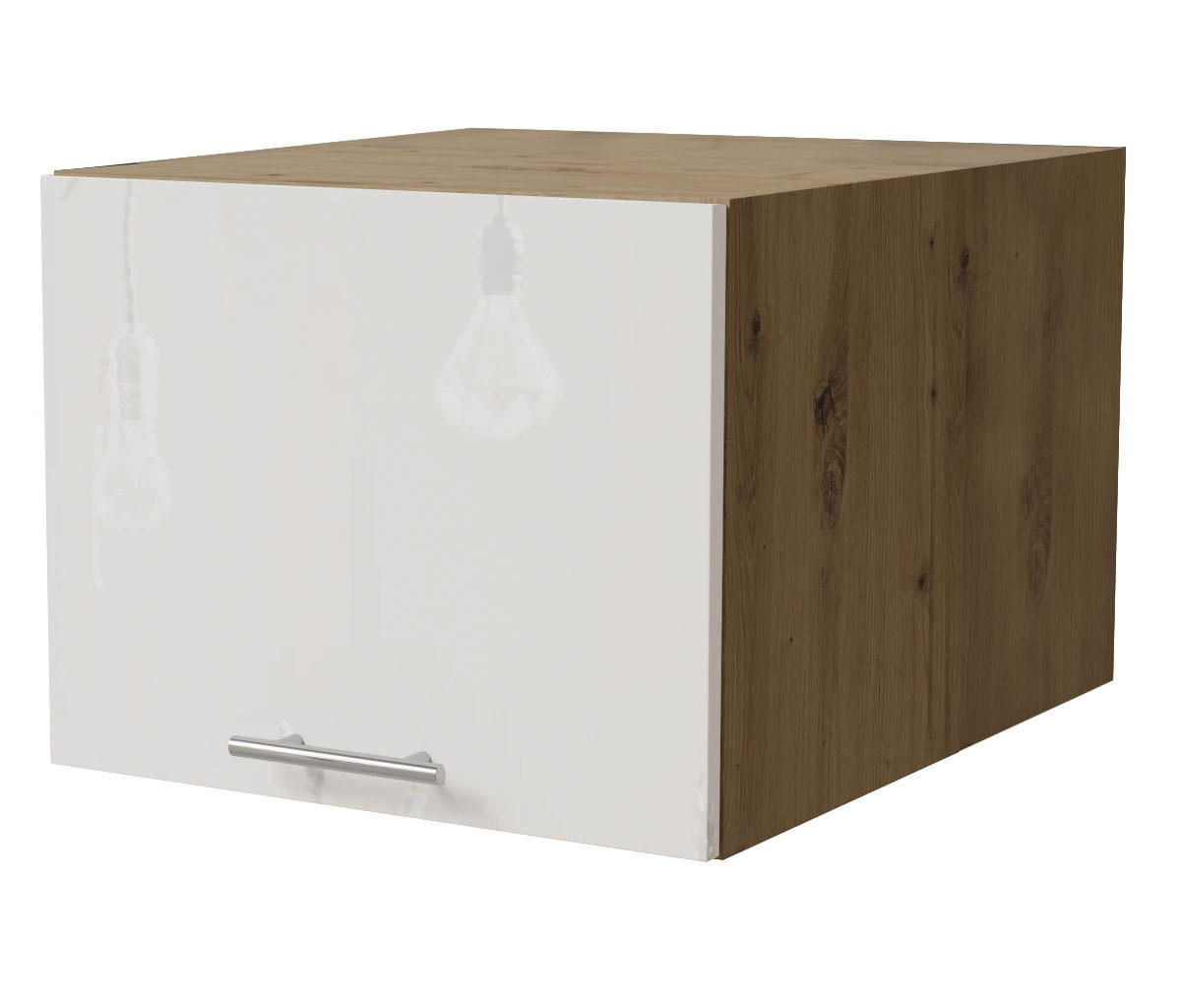 AUFSATZSCHRANK Essen W6B/45 Weiß Hochglanz / Eiche Artisan Matt 45 / 59 / 36cm - Weiß Hochglanz/Eiche Artisan, Holz/Holzwerkstoff (45/36/59cm) - Feldmann-Wohnen