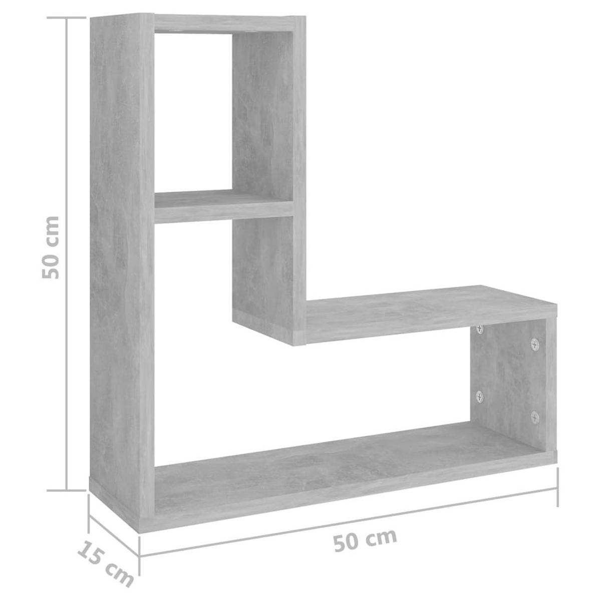 WANDREGALSET L-Form 2-teilig 50/15/50 cm aus Holzwerkstoff Betongrau - Grau, Holz (50/50/15cm) - vidaXL