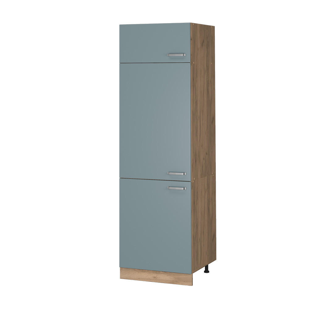 KÜHLUMBAUSCHRANK R-Line Blau-Grau 60 cm - Honigeiche/Eiche Wotan, Holzwerkstoff (60/206.8/57.2cm) - Vicco