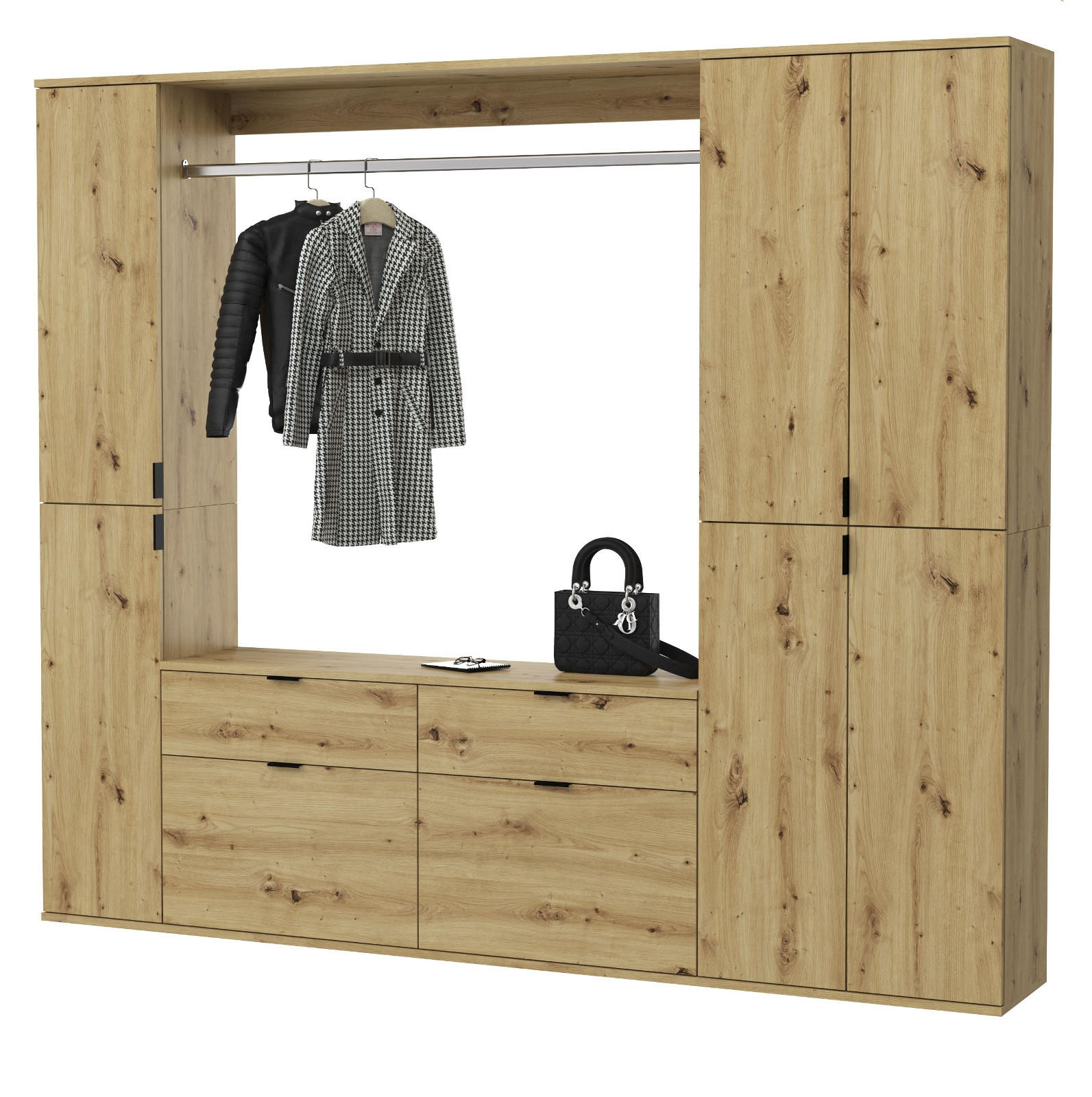 Inn.Furn Garderoben-Set Eiche Artisan 212x193x34 cm