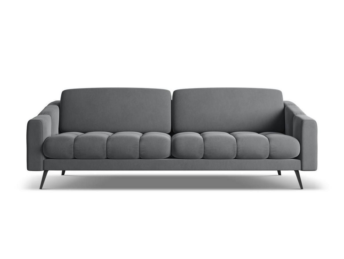 4-SITZER-SOFA Samt Stoff Grau - Dunkelgrau/Schwarz, Textil/Metall (238/80/95cm) - Makamii