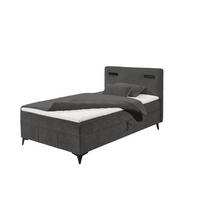 BOXBETT 120x200 inkl. Topper, Bettkasten und LED-Beleuchtung - Anthrazit/Schwarz, Holz/Holzwerkstoff (120/200cm) - ed exciting design