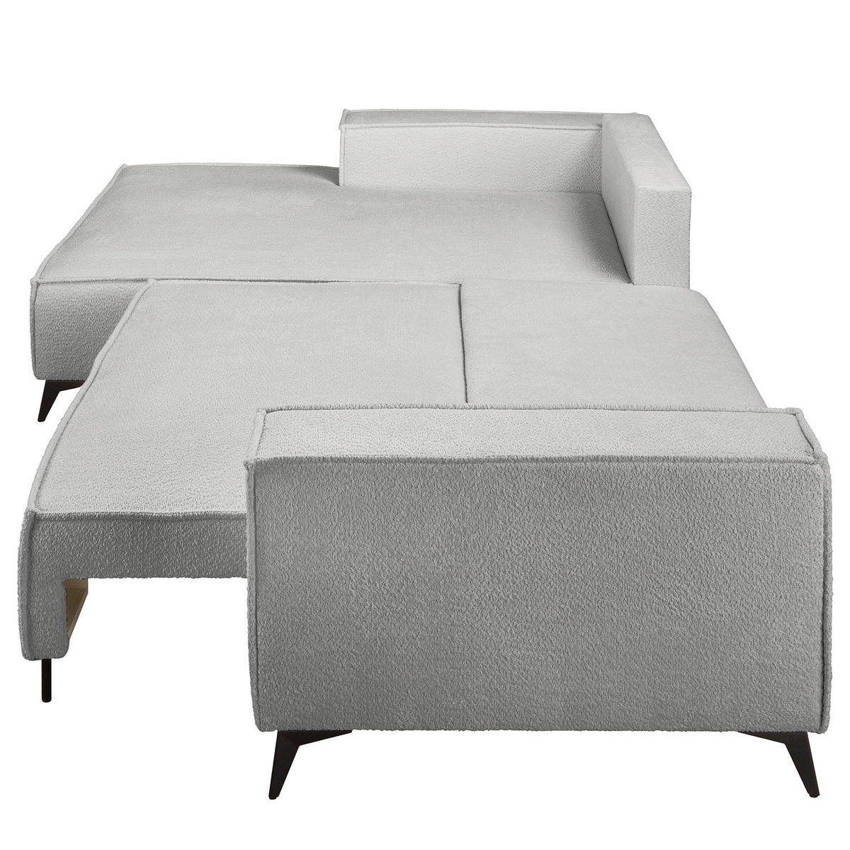 ECKSOFA mit Schlaffunktion - Schwarz/Grau, Textil (294/185cm) - home24