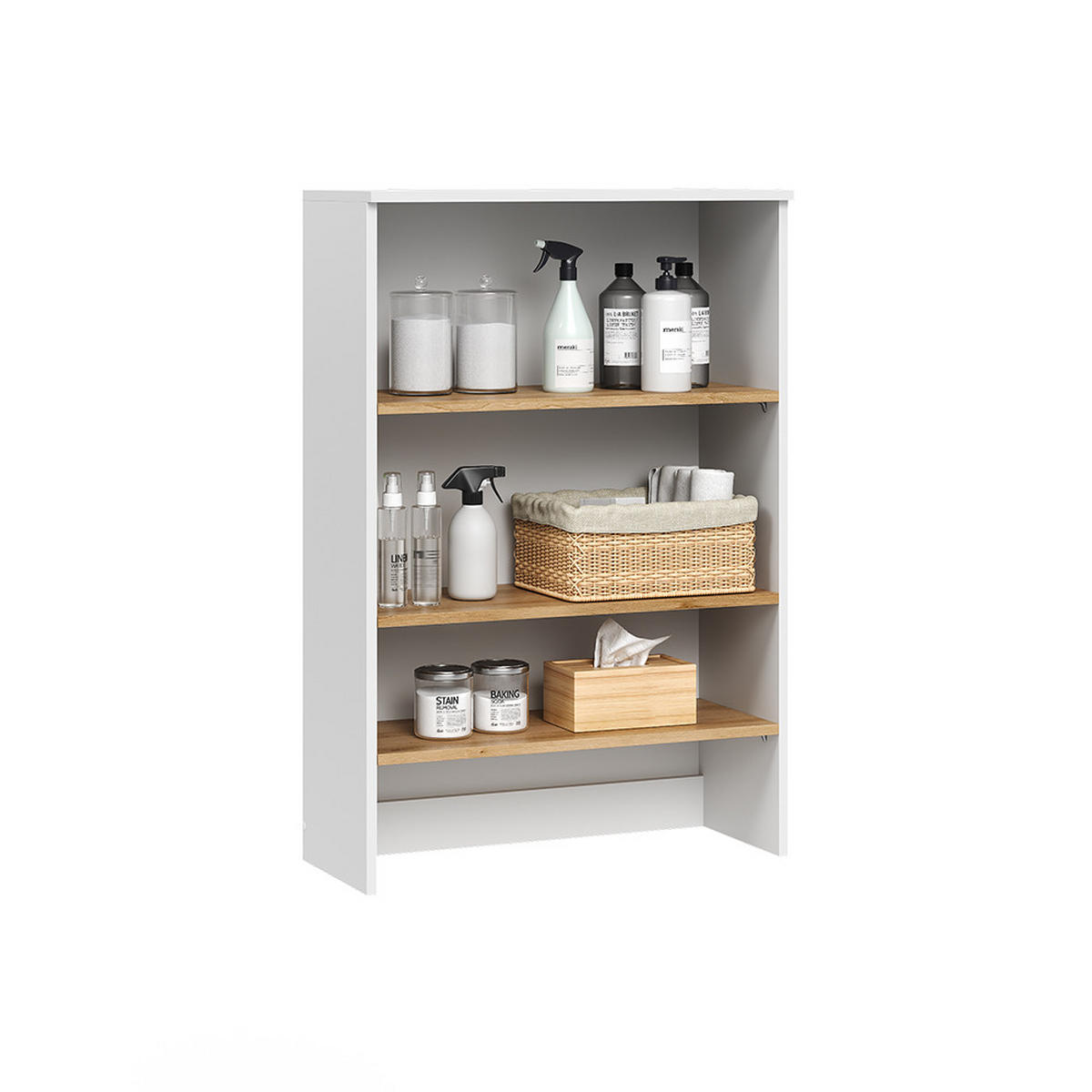 BADSCHRANK Viktor Weiß/Artisan 68 x 100.4 cm mit offenen Regalen - Weiß, Holzwerkstoff (68/100.4/29cm) - Vicco