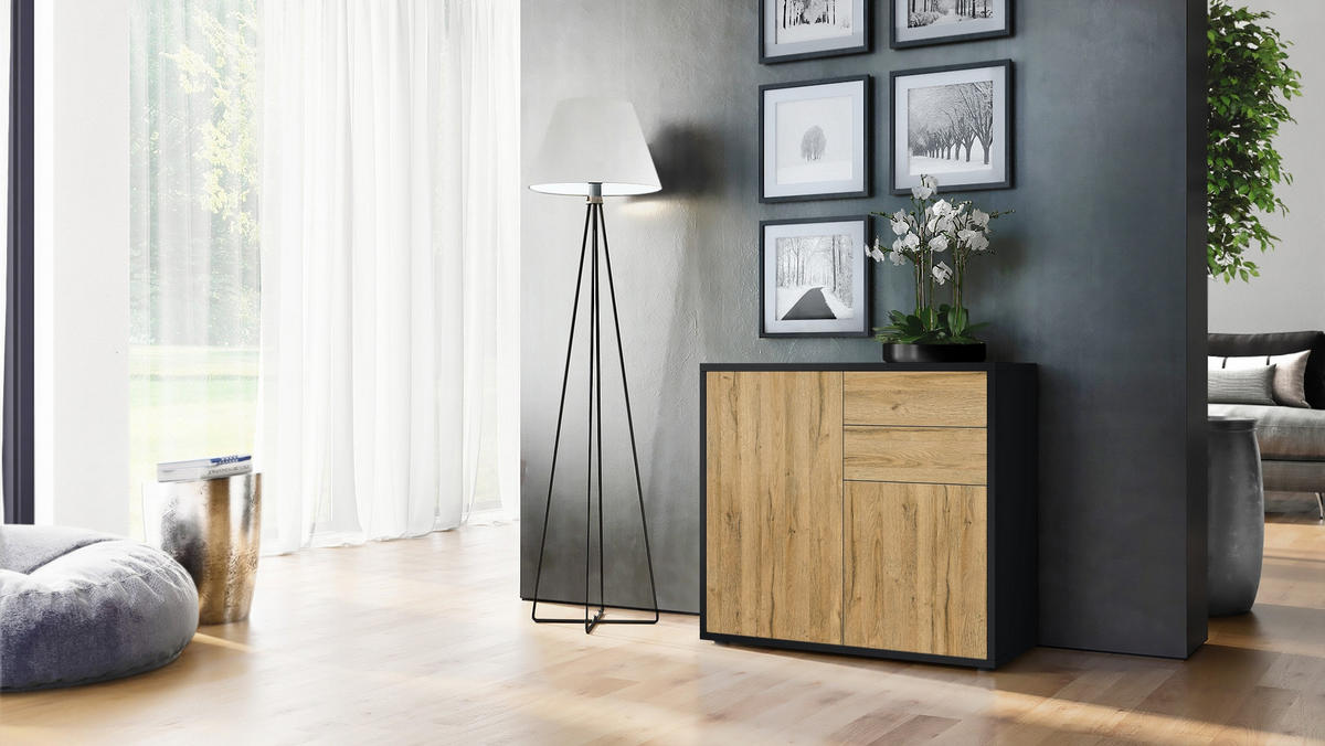 KOMMODE Ben Front in Eiche Natur - Eichefarben, Holzwerkstoff (79/74/36cm) - Vladon