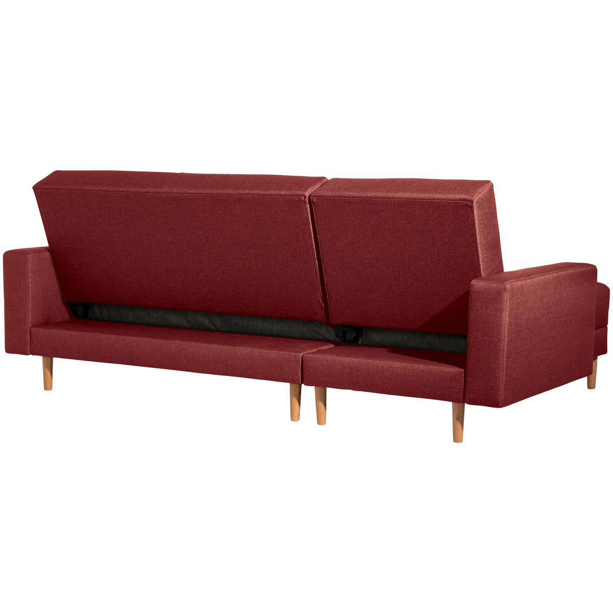 FUNKTIONSSOFA mit Hocker Kattie Flachgewebe rot - Rot, Kunststoff (144/230cm) - 58aufmkessel