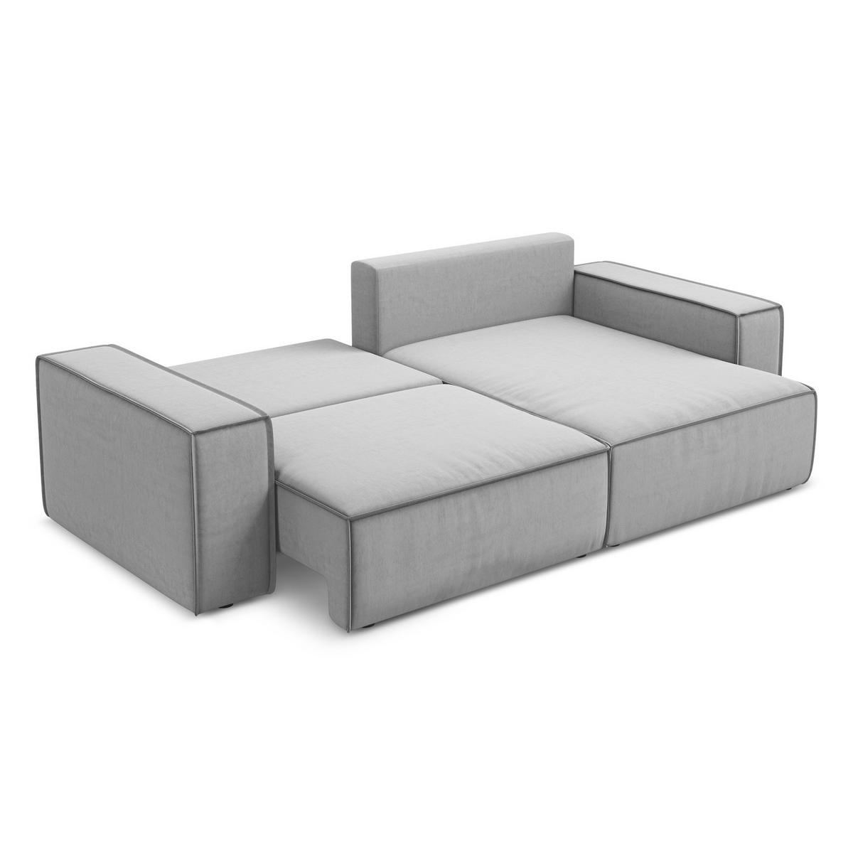 ECKSOFA mit Schlaffunktion Samt Stoff Grau - Schwarz/Grau, Kunststoff/Textil (257/148cm) - LaMiaSofa