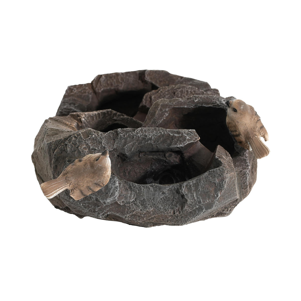 GARTENBRUNNEN LED Steingrau 47cm Zen Außen Terrasse Balkon - Grau, Naturmaterialien (25.5/19/47cm) - FLIEKS