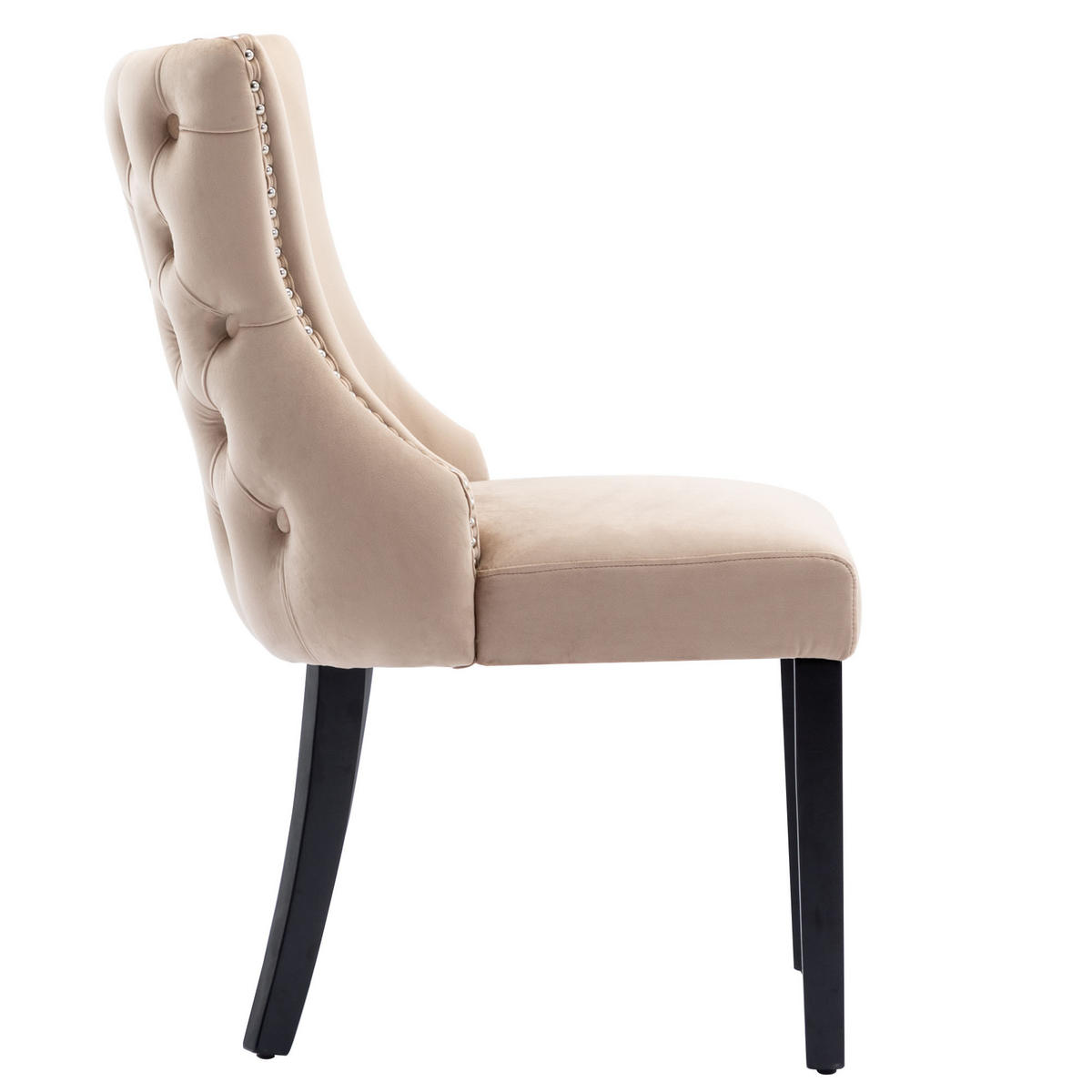 ECKESSESSEL 2er-Set mit Samtbezug und Massivholz, ergonomisch gepolstert, moderner Esszimmerstuhl, beige - Beige, Textil (52/91/50cm) - Luhomfu