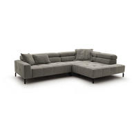 ECKSOFA OHIO Grau Cord - Schwarz/Grau, Textil/Metall (311/219cm) - KAWOLA