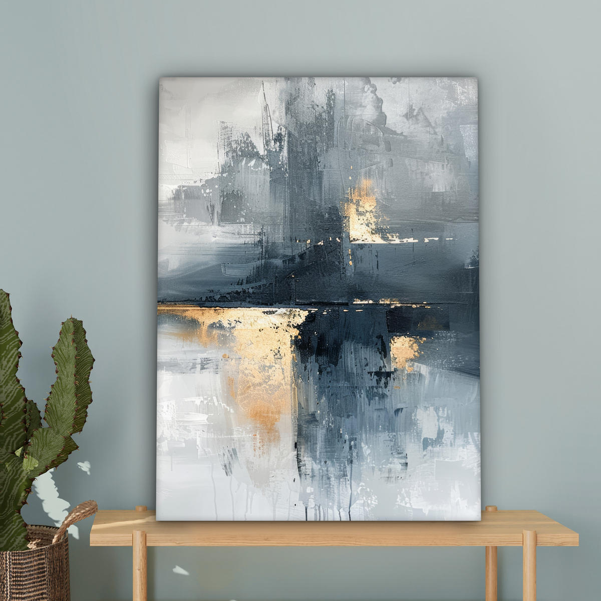 LEINWANDBILD Kunst - Grau - Gold - Abstrakt 60x80 cm - Dunkelgrau, Textil (60/80cm) - MuchoWow