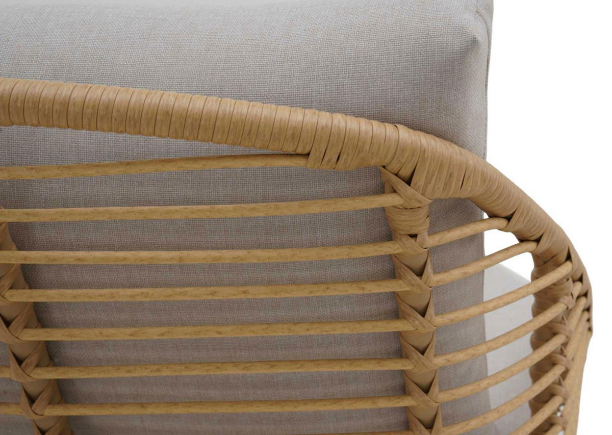 LOUNGE-SET, Frederikke, Natur, Metall / Rattan / Polyester, 165 x 83 x 84 cm - Naturfarben, Metall - ebuy24