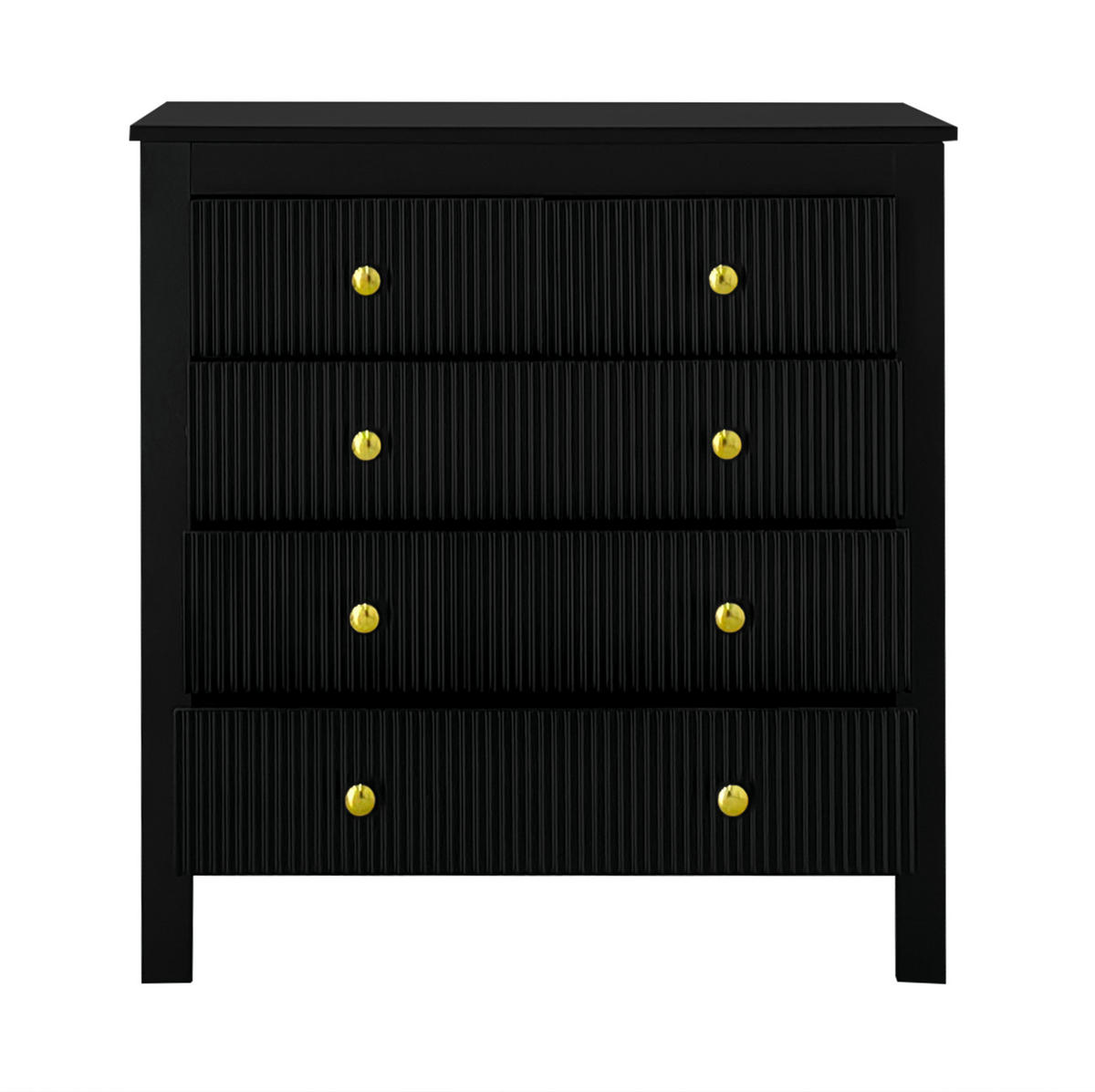 KOMMODE aus Spanplatte 79x39,5x80,5cm in Schwarz mit 5 Schubladen - Schwarz, Holzwerkstoff (80.5/80.5/39.5cm) - Modfu