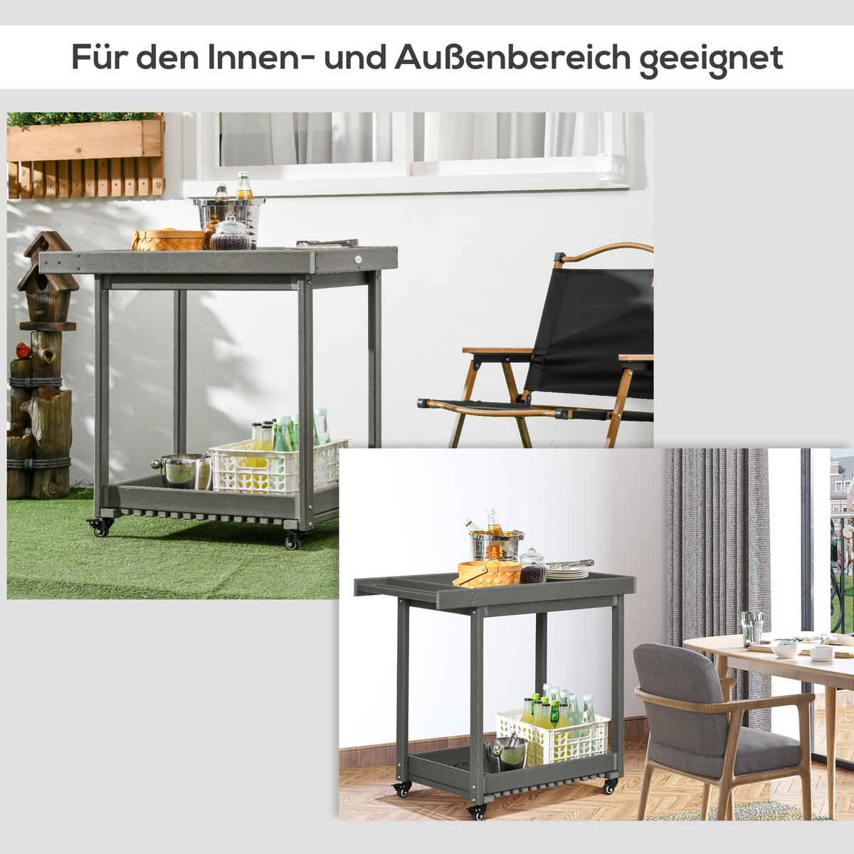 SERVIERWAGEN, HDPE, Dunkelgrau - Dunkelgrau, Kunststoff (50/80/87cm) - Outsunny