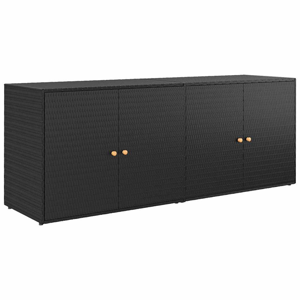GARTENSCHRANK Schwarz 198/55,5/80 Cm Poly Rattan - Schwarz, Holzwerkstoff (55.5/80/198cm) - vidaXL