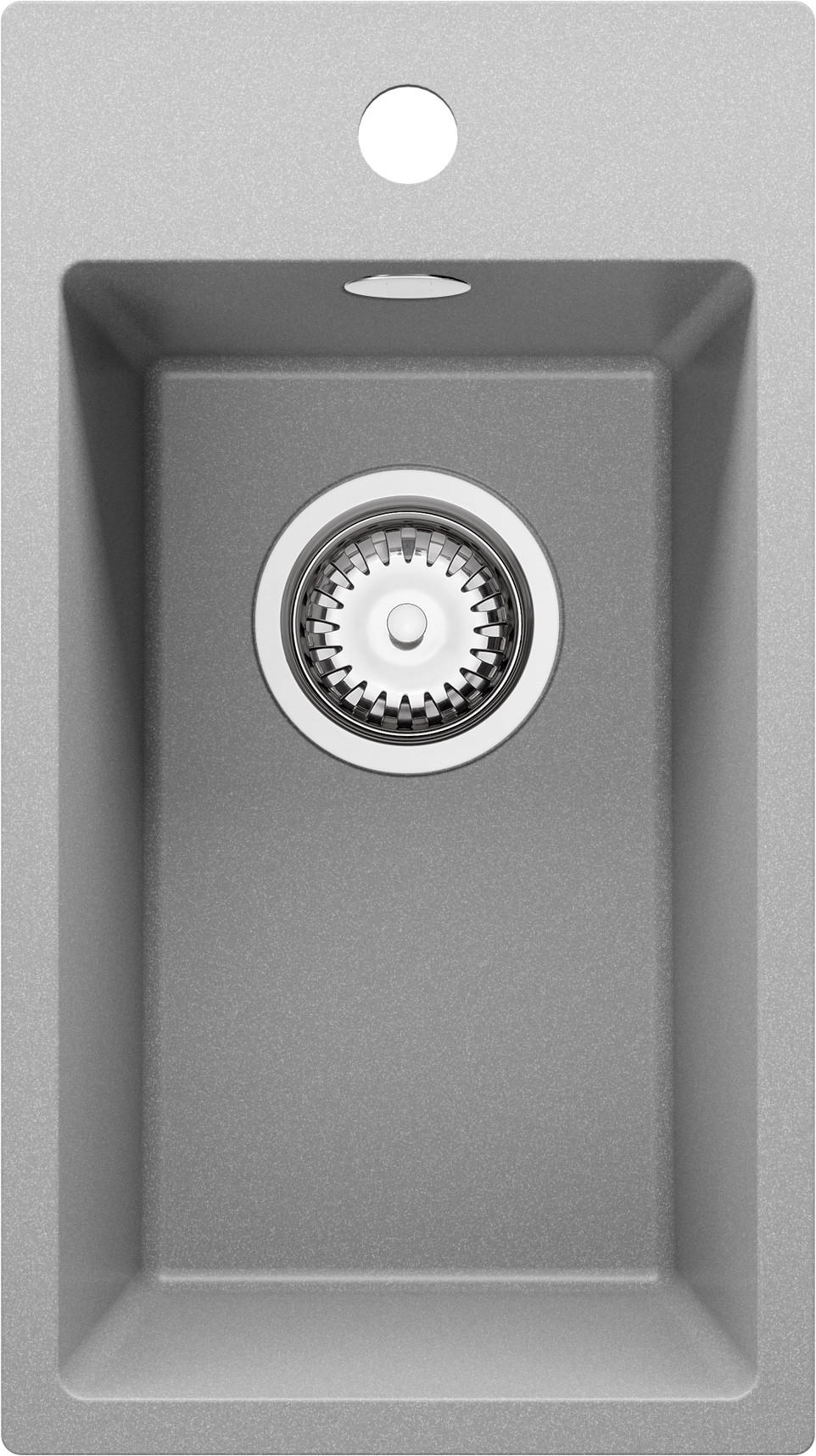 SPÜLBECKEN Riga, 2-er set Grau 28/50 cm 1 Becken + Ablauf-Set ab 30er Unterschrank - Chromfarben/Grau, Kunststoff (28/20/50cm) - Primagran