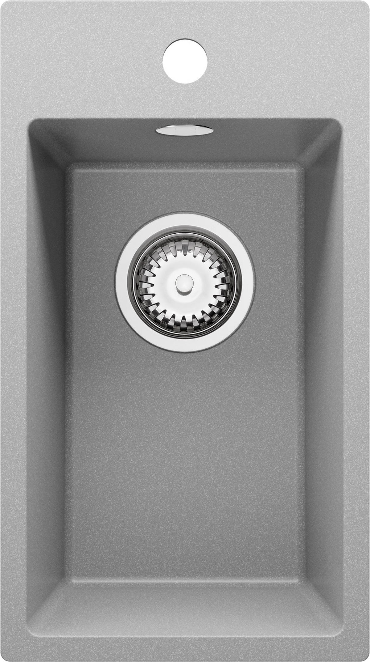 SPÜLBECKEN Riga, 2-er set Grau 28/50 cm 1 Becken + Ablauf-Set ab 30er Unterschrank - Chromfarben/Grau, Kunststoff (28/20/50cm) - Primagran