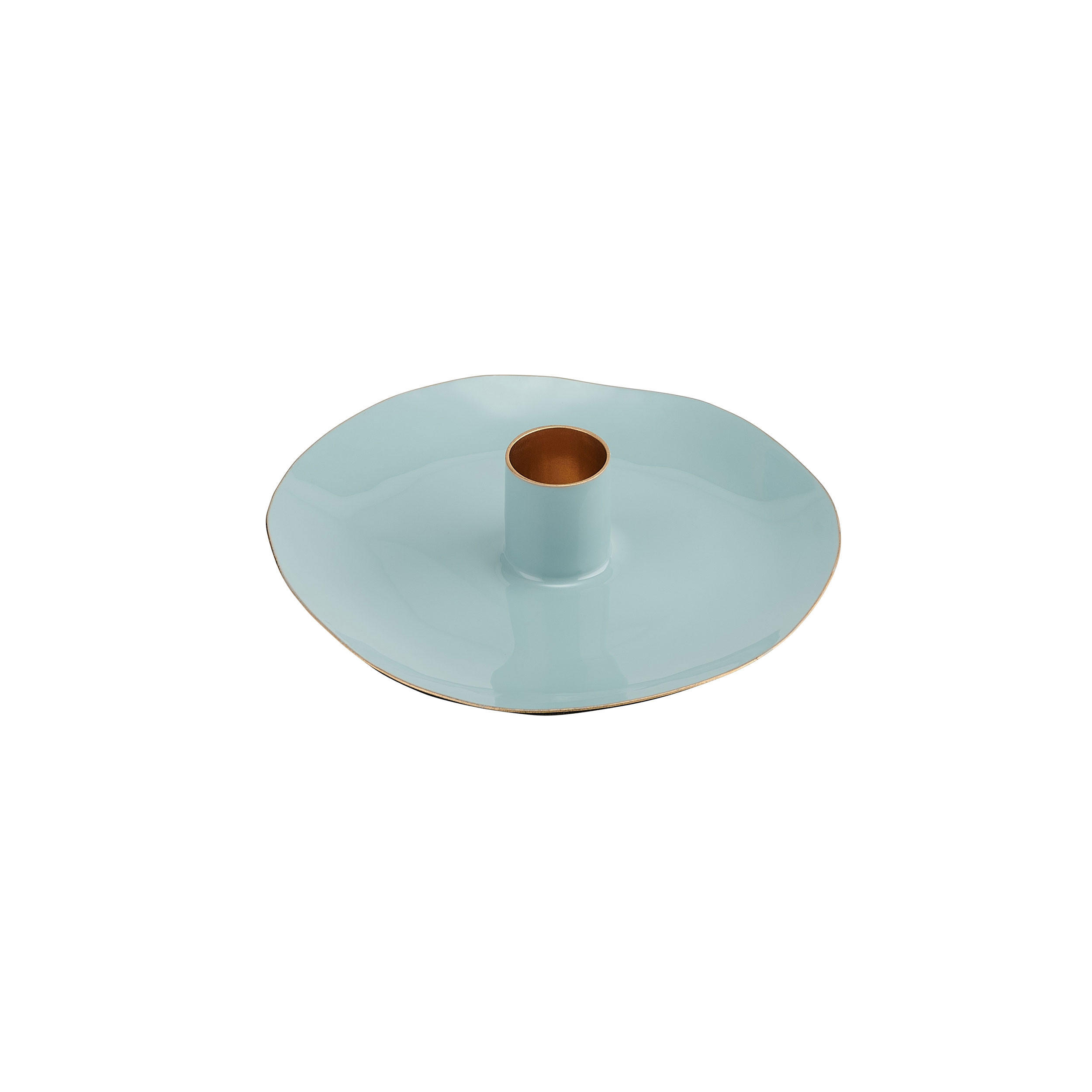 KERZENHALTER Elektra, Rund, Eisen, Pastellblau, Ø 13.3 cm - Blau, Glas (13/2/13cm) - Gift Company