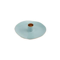 KERZENHALTER Elektra, Rund, Eisen, Pastellblau, Ø 13.3 cm - Blau, Glas (13/2/13cm) - Gift Company