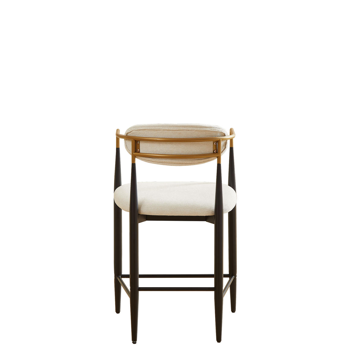 BARHOCKER 2er-Set mit Armlehnen, beigen Stoffpolstern und schwarzem Metallgestell mit goldfarbenen Akzenten - Beige, Textil (55/94/59cm) - MIVRAY