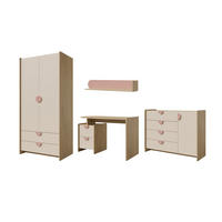 JUGENDZIMMER LEXO A 4-teilig in Eiche Cremona/Macadamia/Puderrosa - Eichefarben/Beige, Holzwerkstoff (326/198/60cm) - Deine Möbel 24