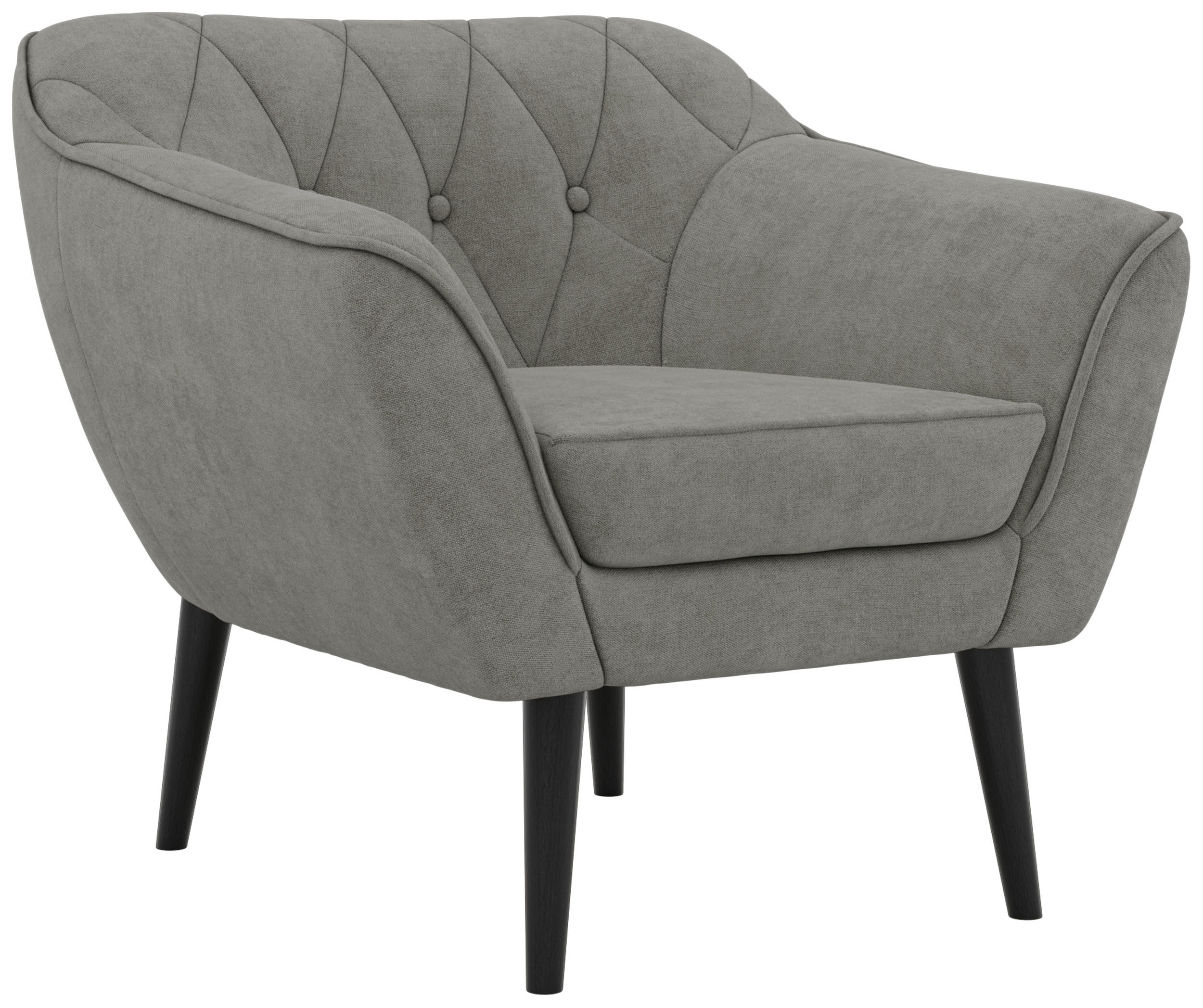 SESSEL PIRS - Grau Strukture - Schwarze Beine - Platinfarben/Schwarz, Holzwerkstoff/Textil (80/75/74cm) - MKS